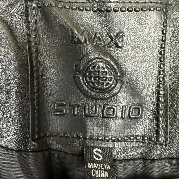 Max Studio Black Faux Leather Moto Jacket - Picture 2 of 10